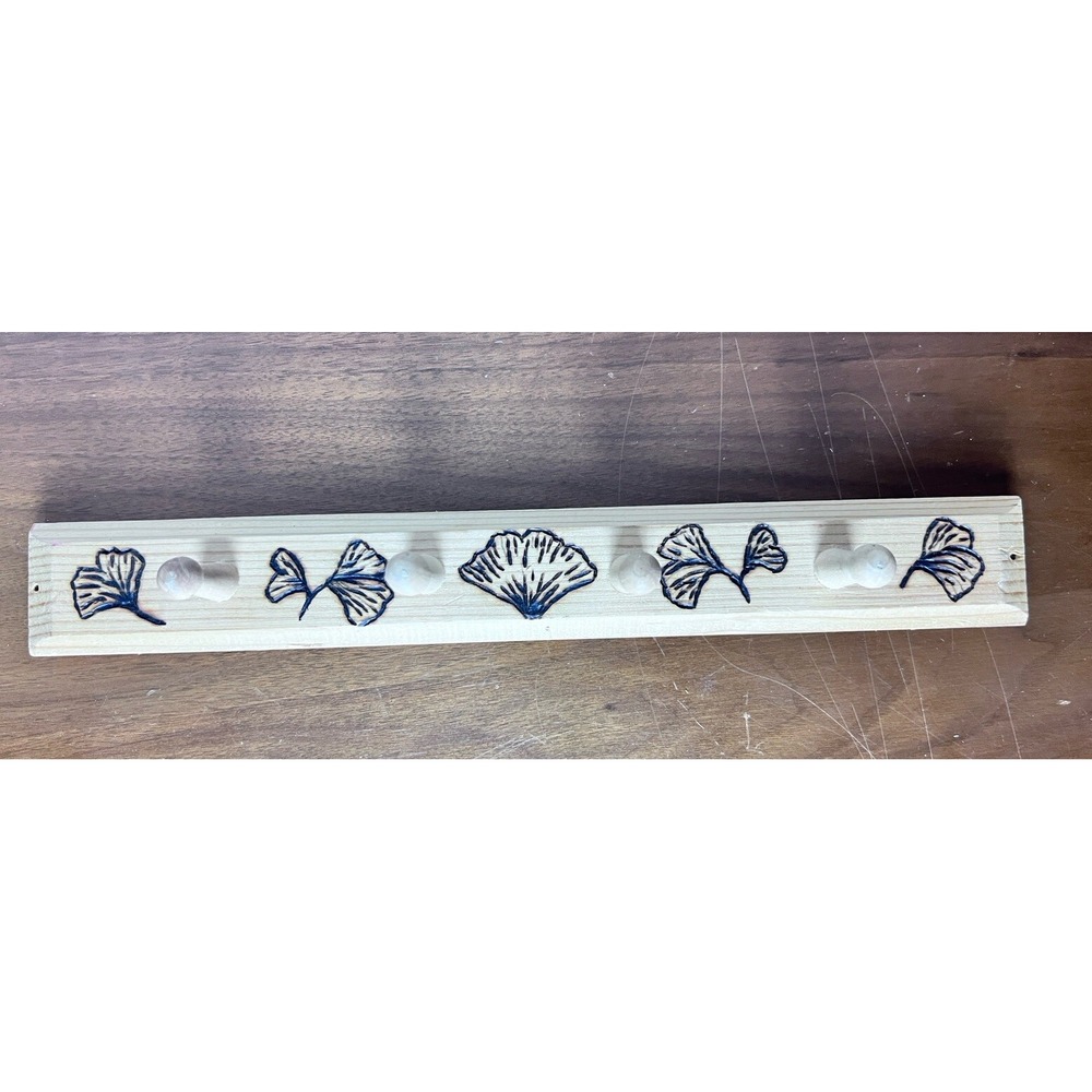 Wood Peg Rack Pegs Wall Hanging Jewelry Keys Ginkgo‎ Art